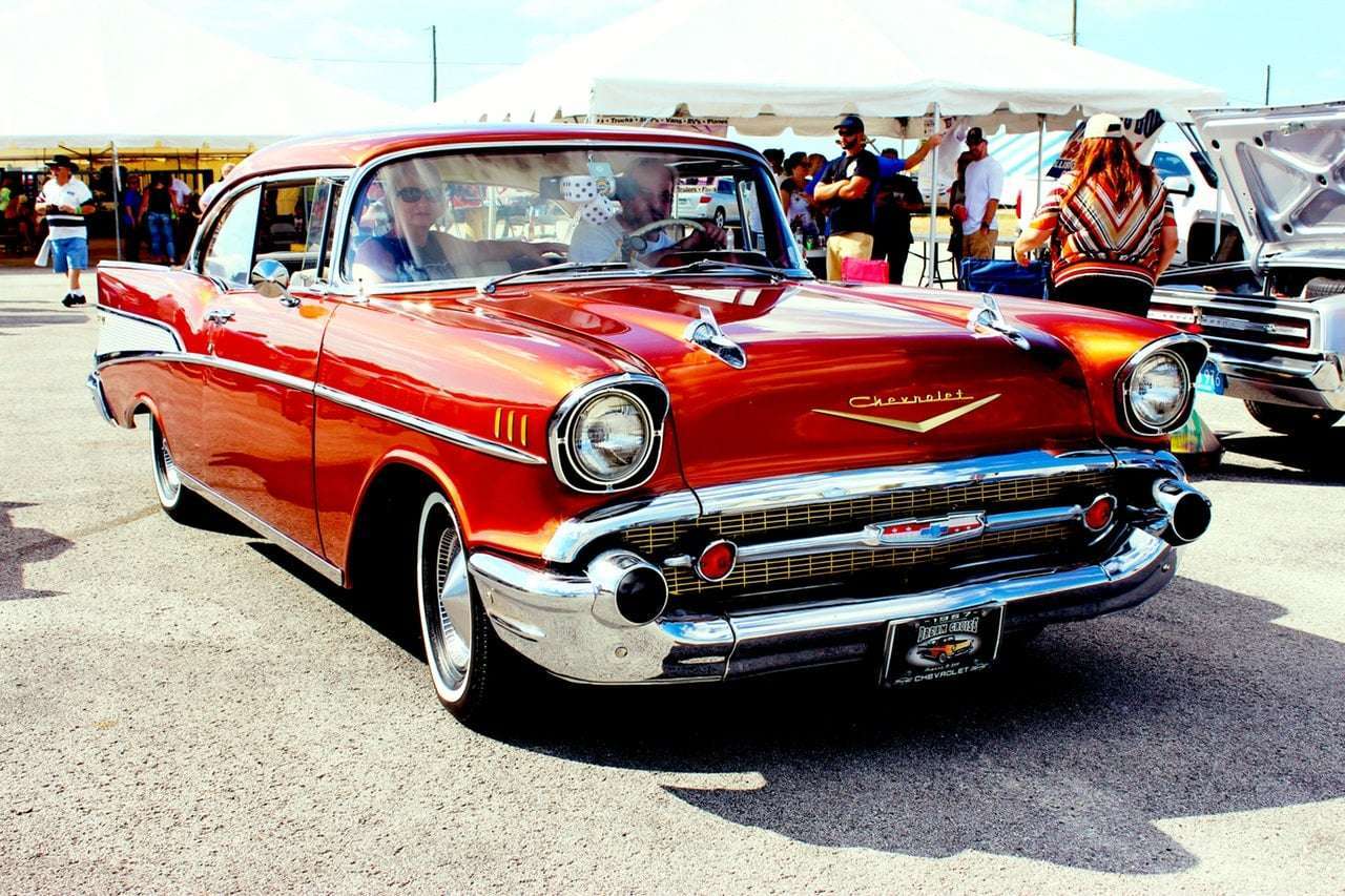 Beautiful cars are displayed on street