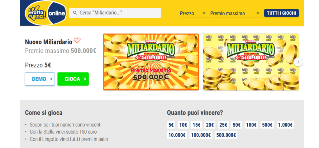Gratta e Vinci Miliardario
