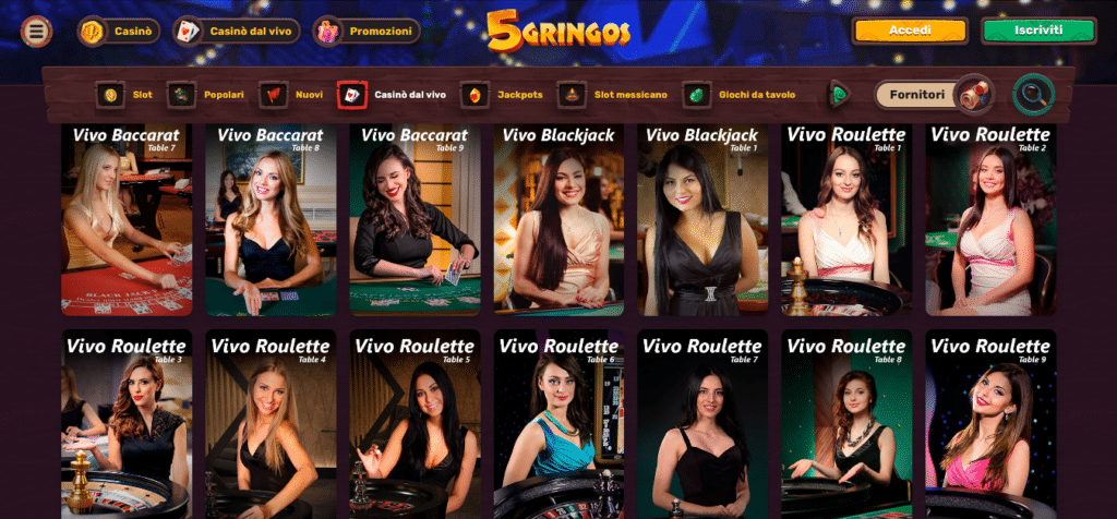 Giochi 5Gringos Casinò live