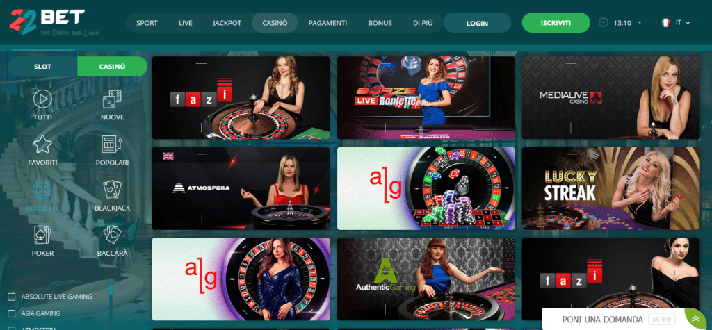 roulette 22Bet Casinò