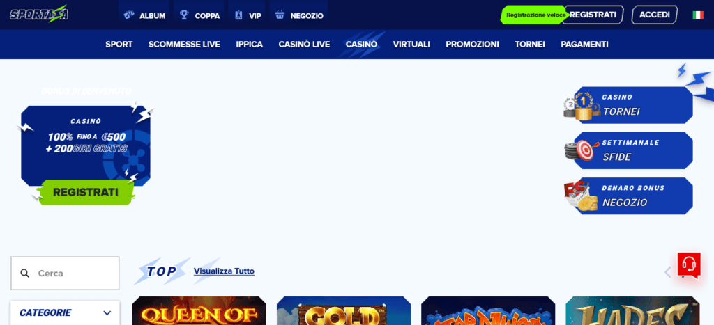 homepage Sportaza Casinò