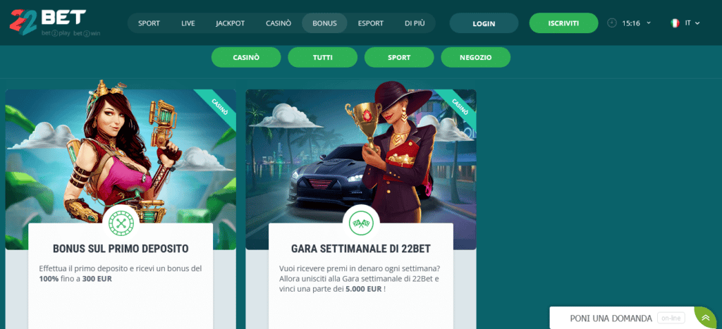 Bonus 22Bet Casino