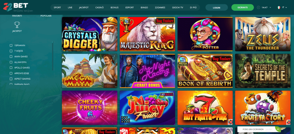 Slot machine 22Bet Casinò online