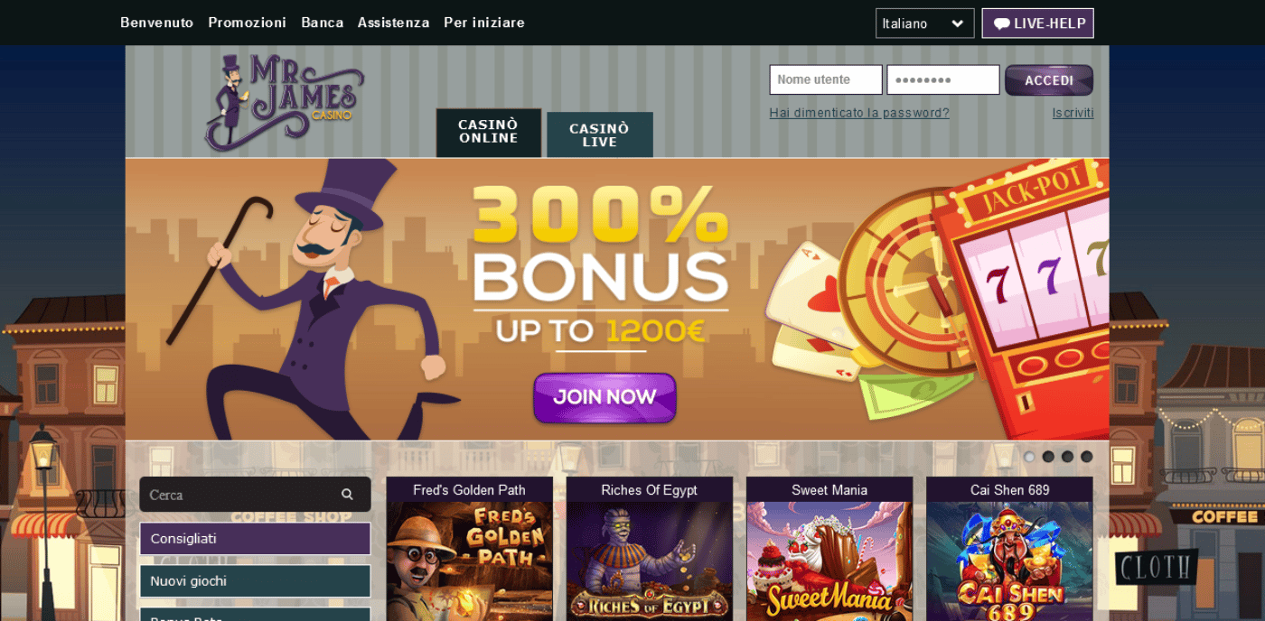 Mr. James Casino Online: Recensione e Bonus