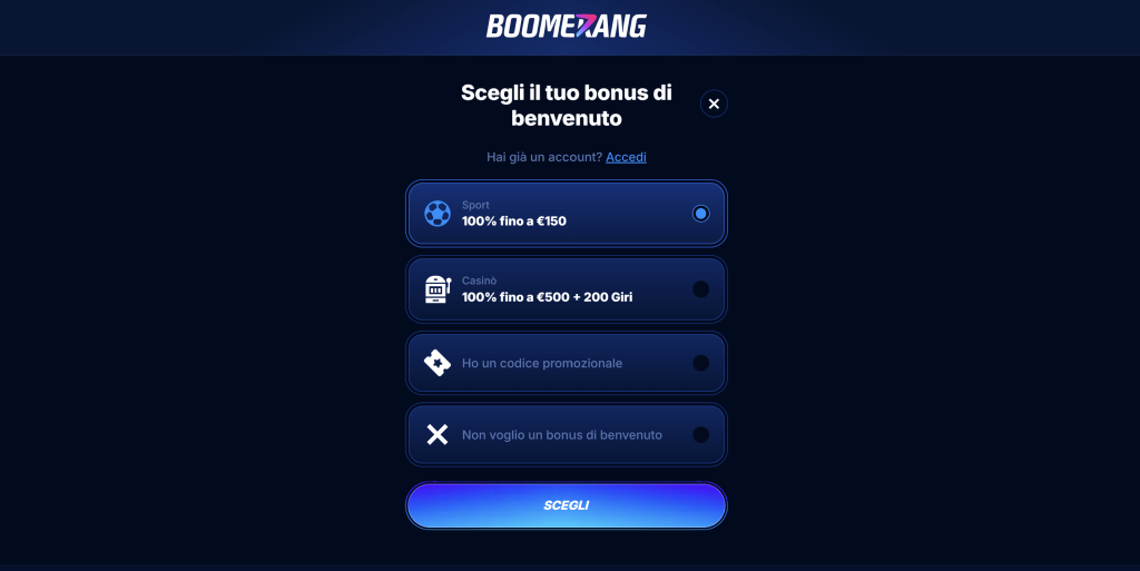 Boomerang Scommesse